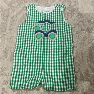 Smockingbird Green Golf Cart Appliqué Romper